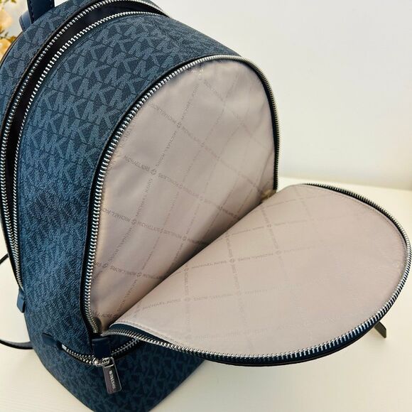 Michael Kors Rhea Medium Signature Logo Backpack Admiral - Picture 6 of 9